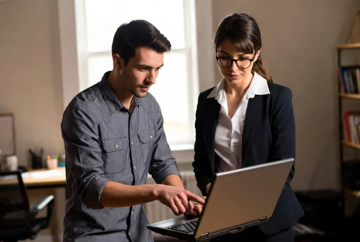 NoBull IT Solutions consultant reviewing technology with a business client in Johnstown, PA